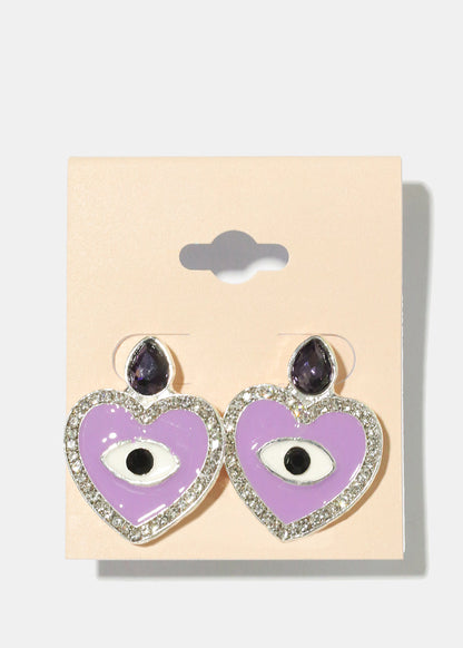 Heart Evil Eye Earrings