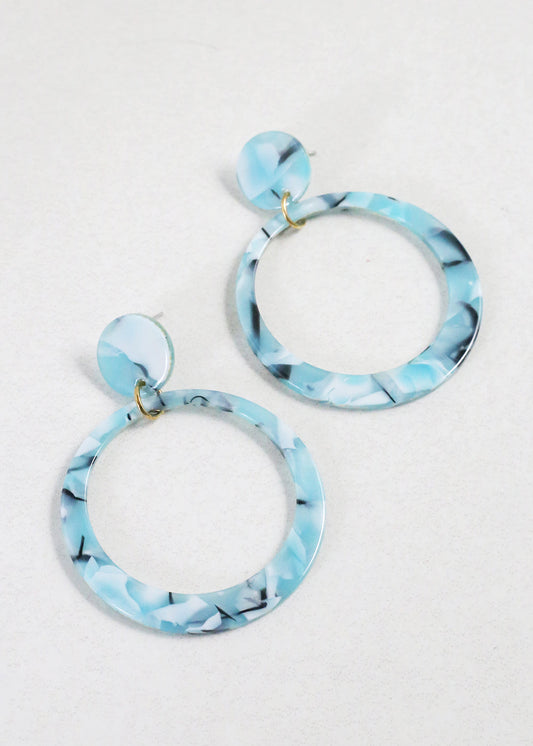 Trendy Marbled Resin Hoop Earrings