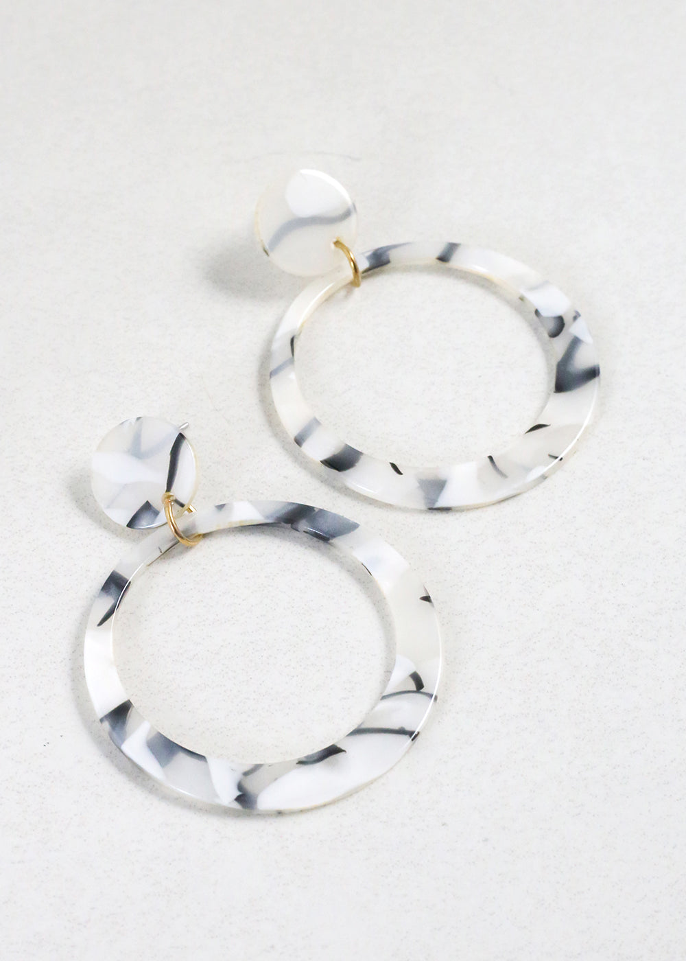 Trendy Marbled Resin Hoop Earrings