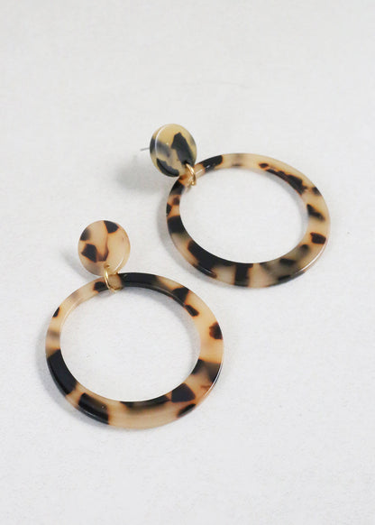 Trendy Marbled Resin Hoop Earrings