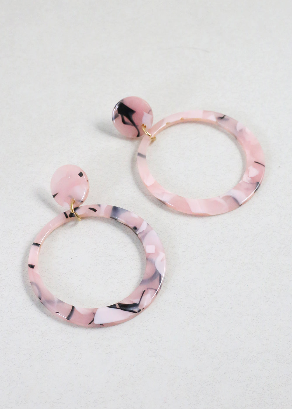 Trendy Marbled Resin Hoop Earrings