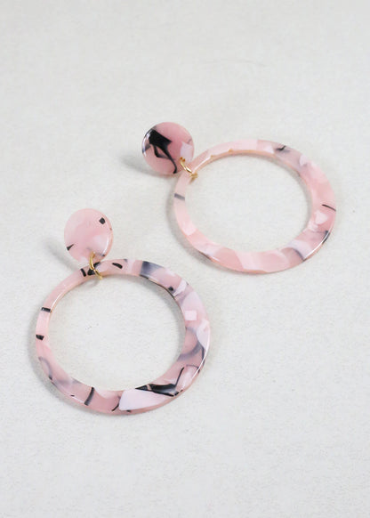 Trendy Marbled Resin Hoop Earrings