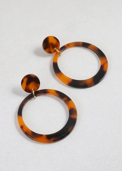 Trendy Marbled Resin Hoop Earrings