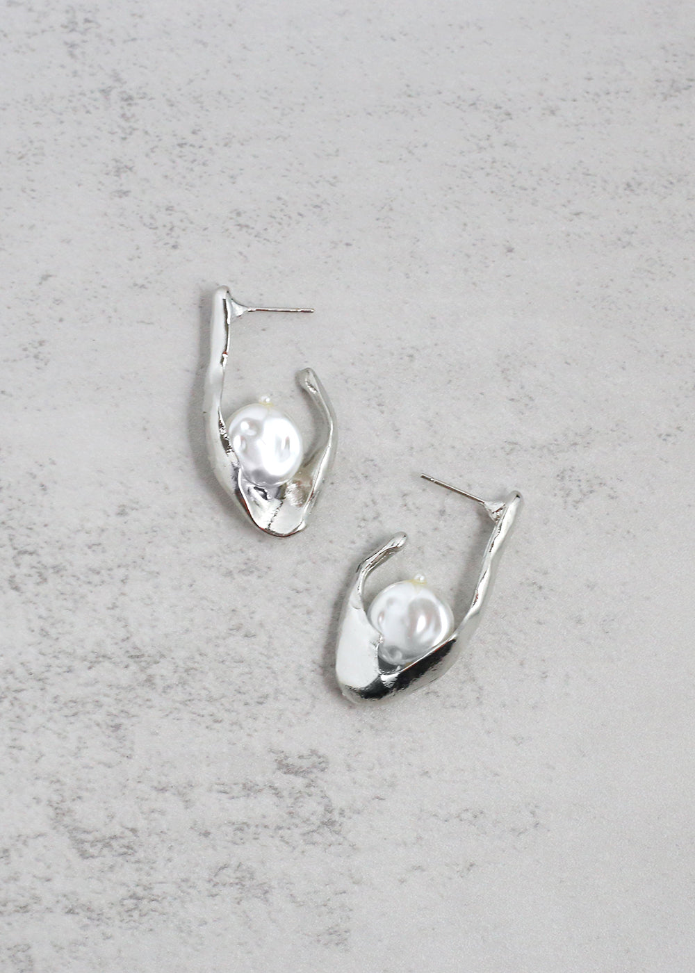 Modern Textured Pearl Dangle Earrings