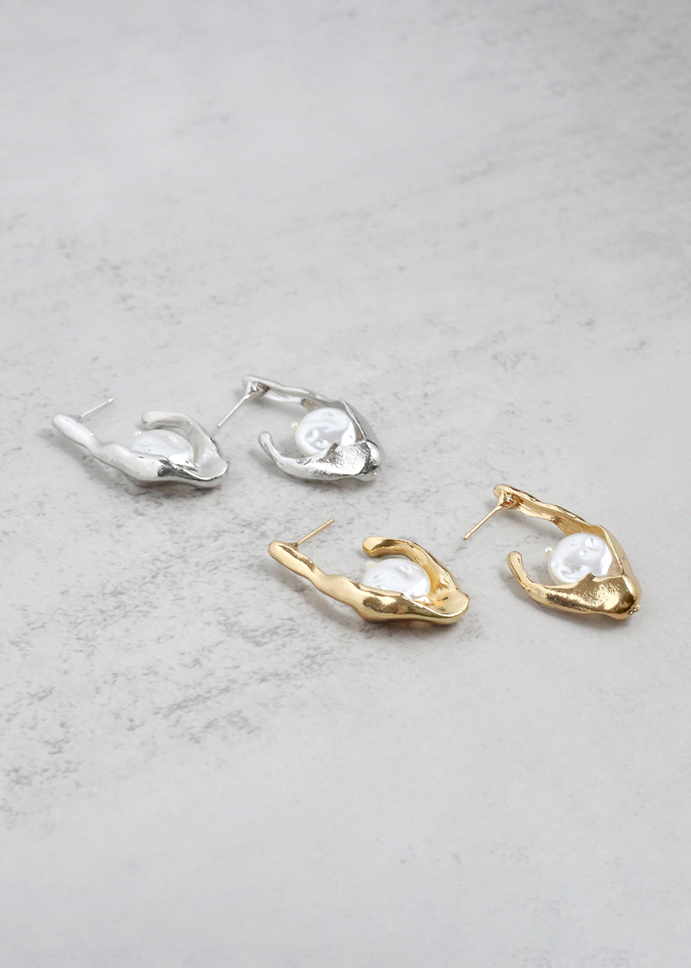 Modern Textured Pearl Dangle Earrings