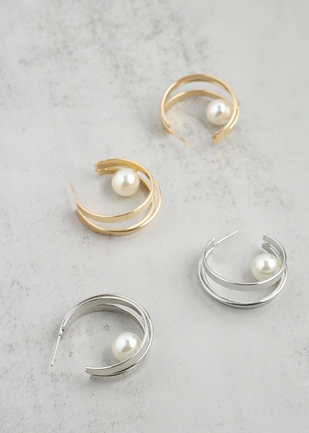 Floating Pearl Hoop Earrings