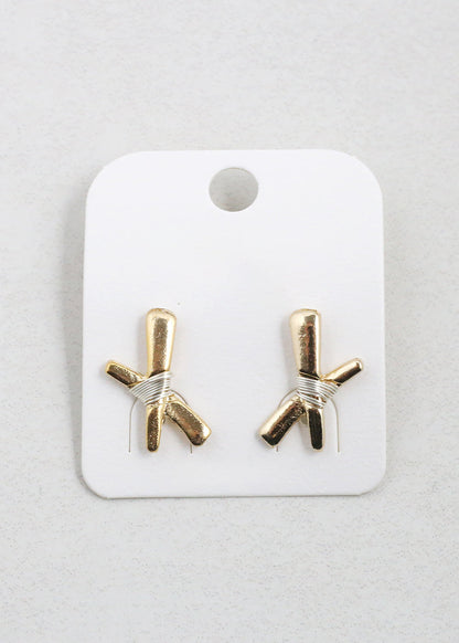 Wire Wrapped Hex Stud Earrings