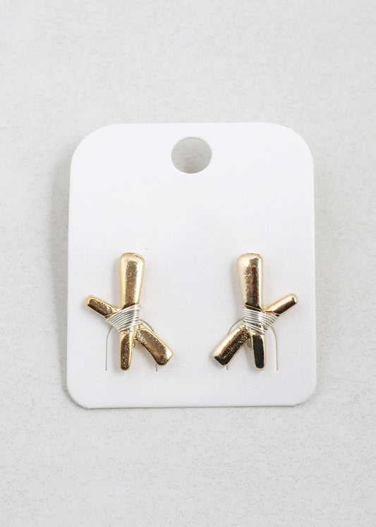 Wire Wrapped Hex Stud Earrings
