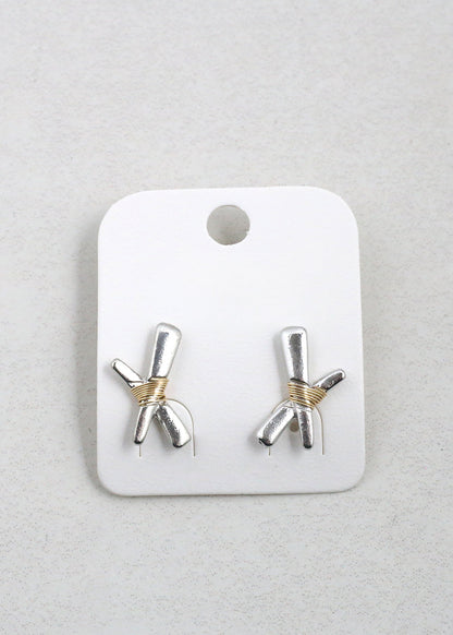Wire Wrapped Hex Stud Earrings