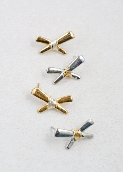 Wire Wrapped Hex Stud Earrings