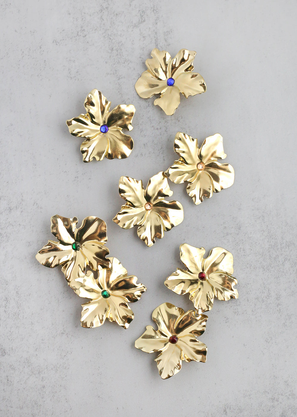 Gold Cayena Flower Clip-On Earrings