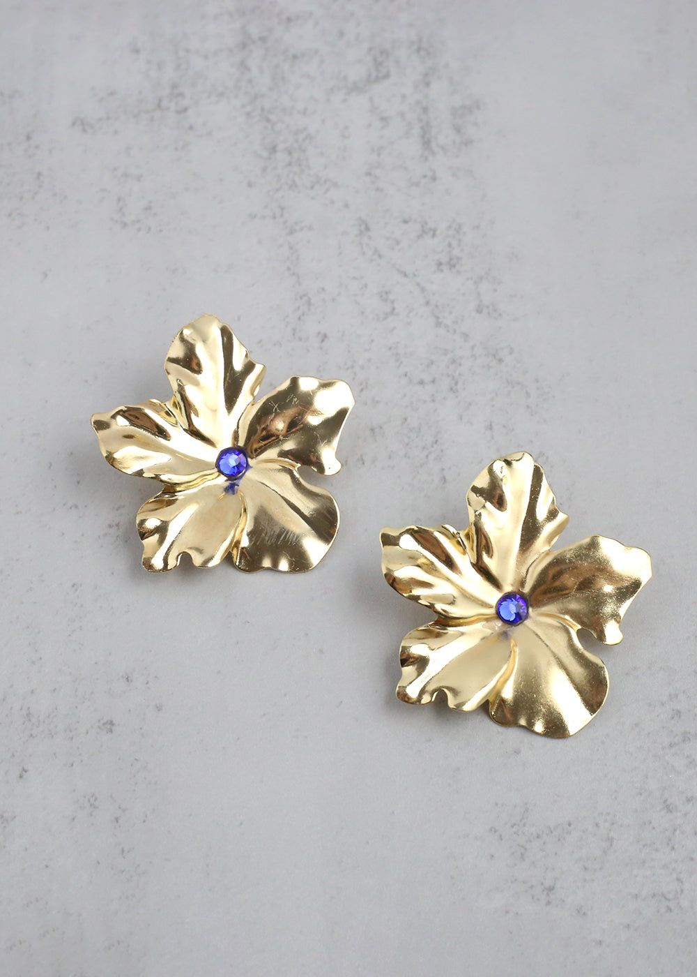Gold Cayena Flower Clip-On Earrings