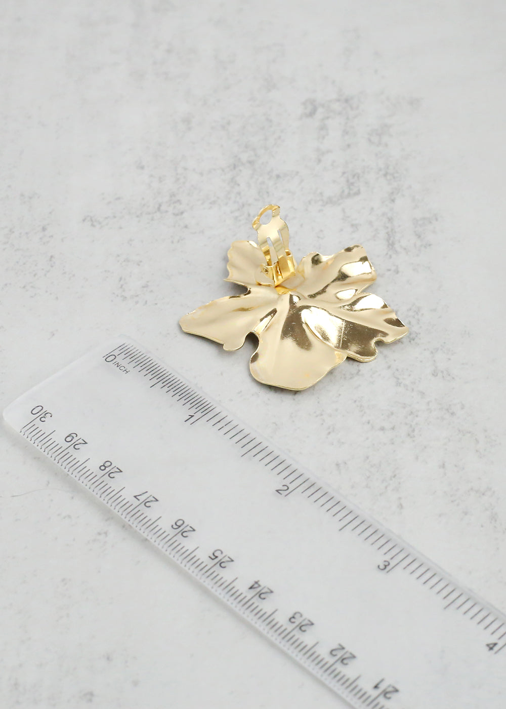 Gold Cayena Flower Clip-On Earrings