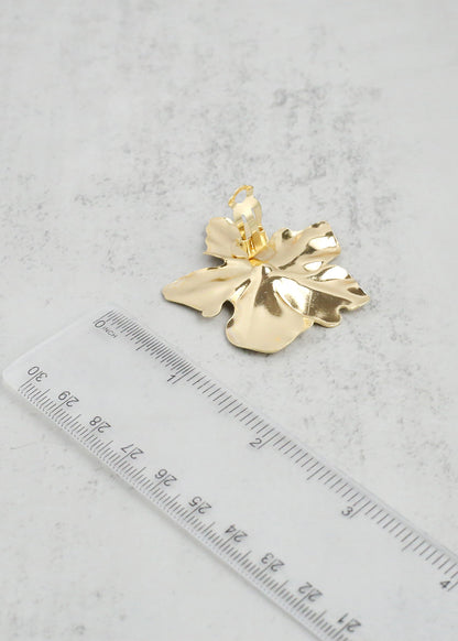 Gold Cayena Flower Clip-On Earrings