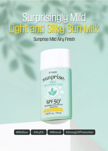 ETUDE Sunprise Mild Airy Finish Sun Milk SPF 50+ PA++++ 55ml