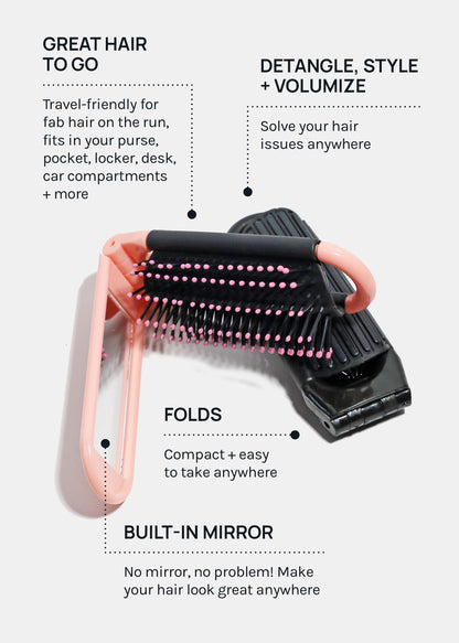 AOA Foldable Travel Hairbrush + Mirror