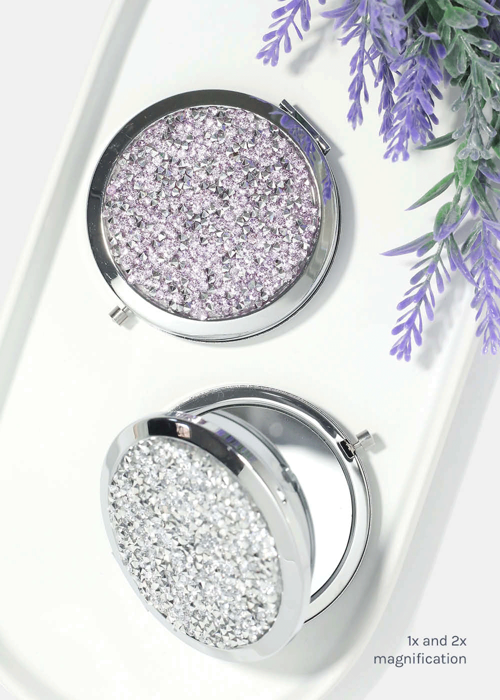 AOA A+ Magnifying Double-Sided Compact Mirror - Glitter