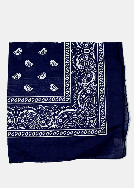 Navy Paisley Print Bandana