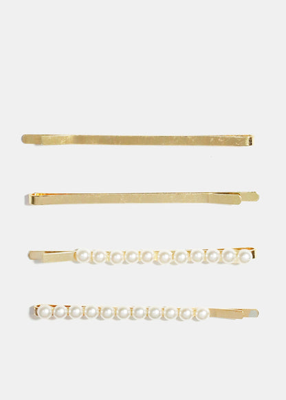 4-Piece Pearl Studded Hair Pins