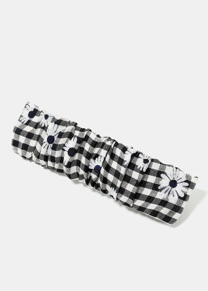 Plaid & Flower Print Hair Pin