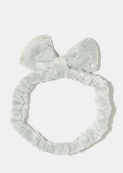 Small Bow & Pearls Spa Headband