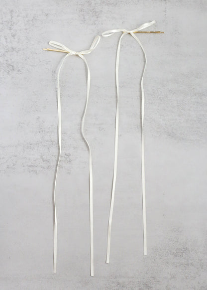 Cute 2 PC Thin Hair Bow Pins