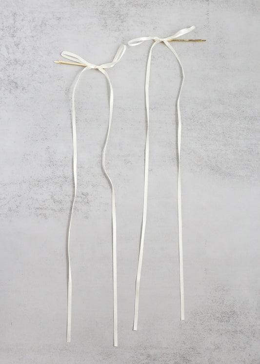 Cute 2 PC Thin Hair Bow Pins