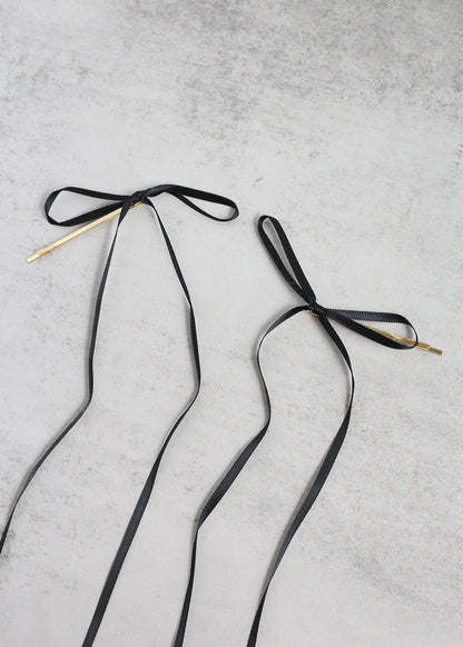 Cute 2 PC Thin Hair Bow Pins