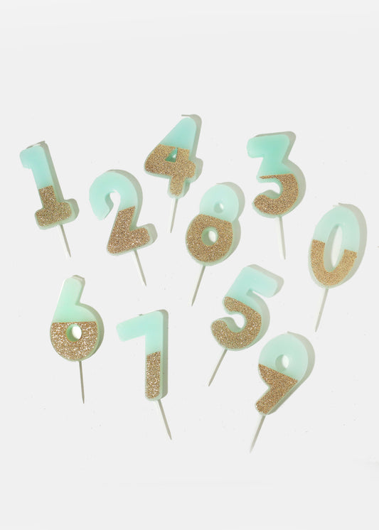 Official Key Items Mint Glitter Number Candles