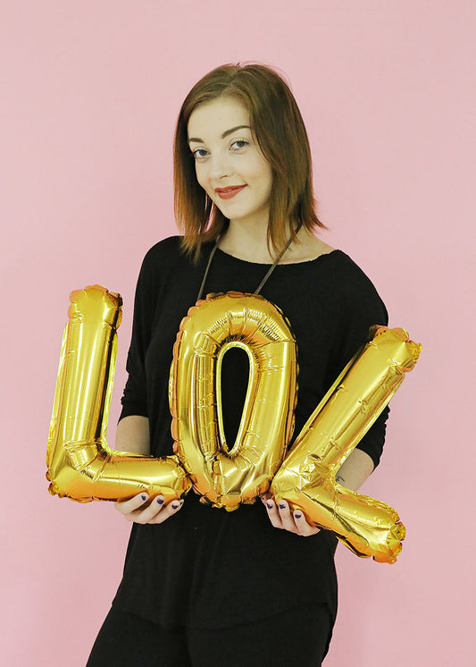 Official Key Items Party Balloons- Gold Letters