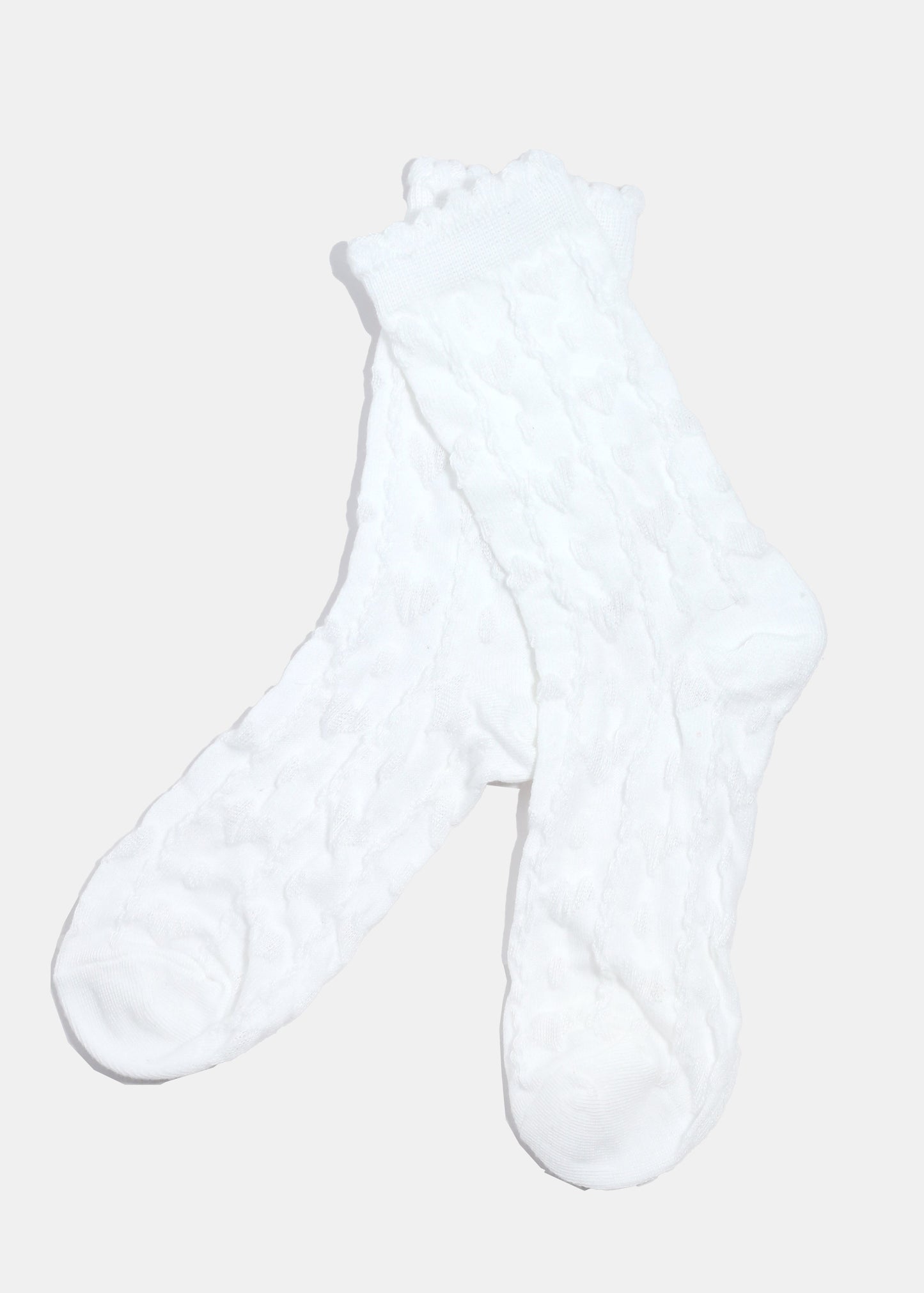 Miss A Knitted Heart Crew Length Premium Socks