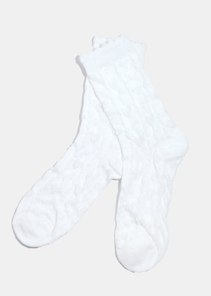 Miss A Knitted Heart Crew Length Premium Socks