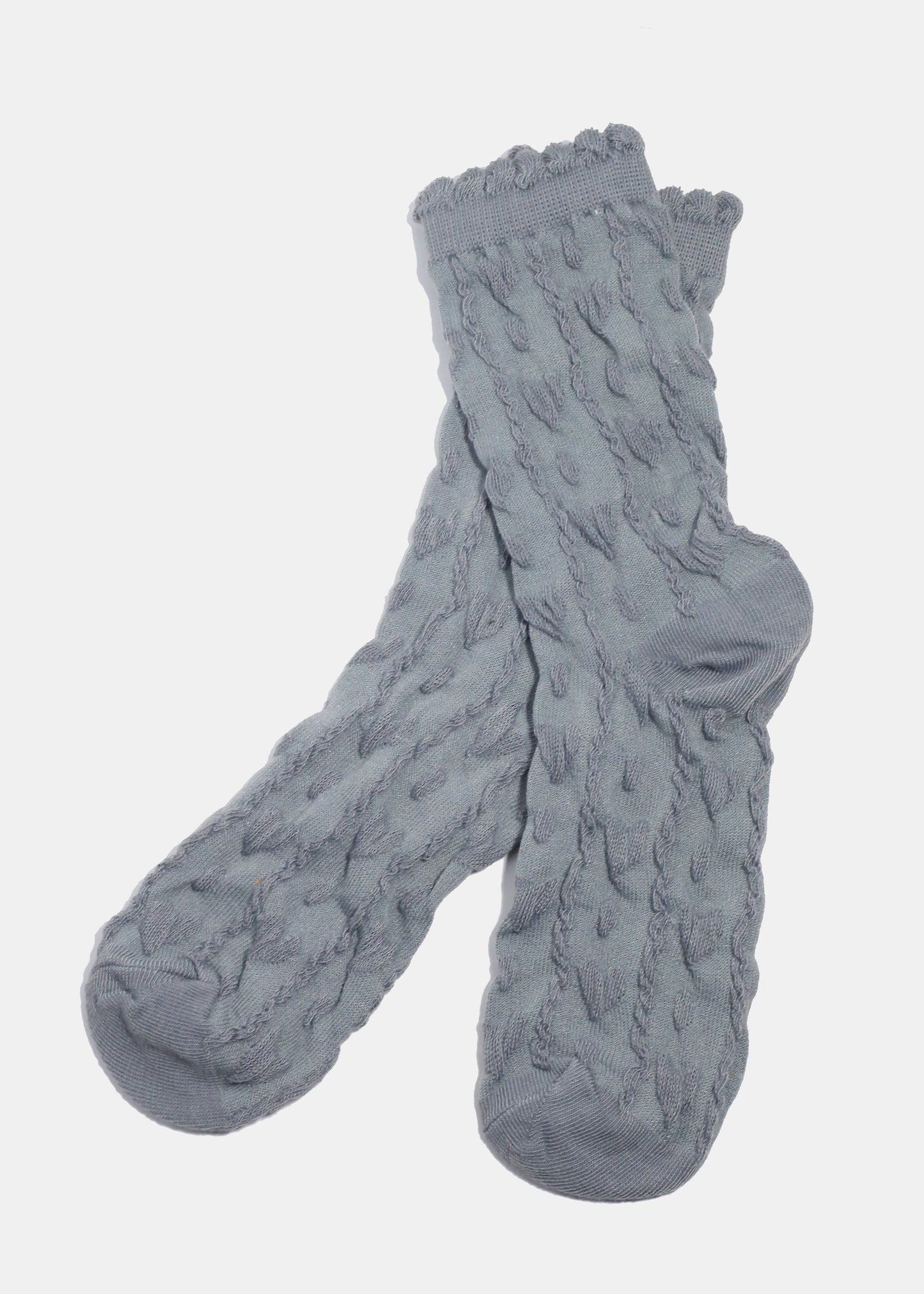 Miss A Knitted Heart Crew Length Premium Socks