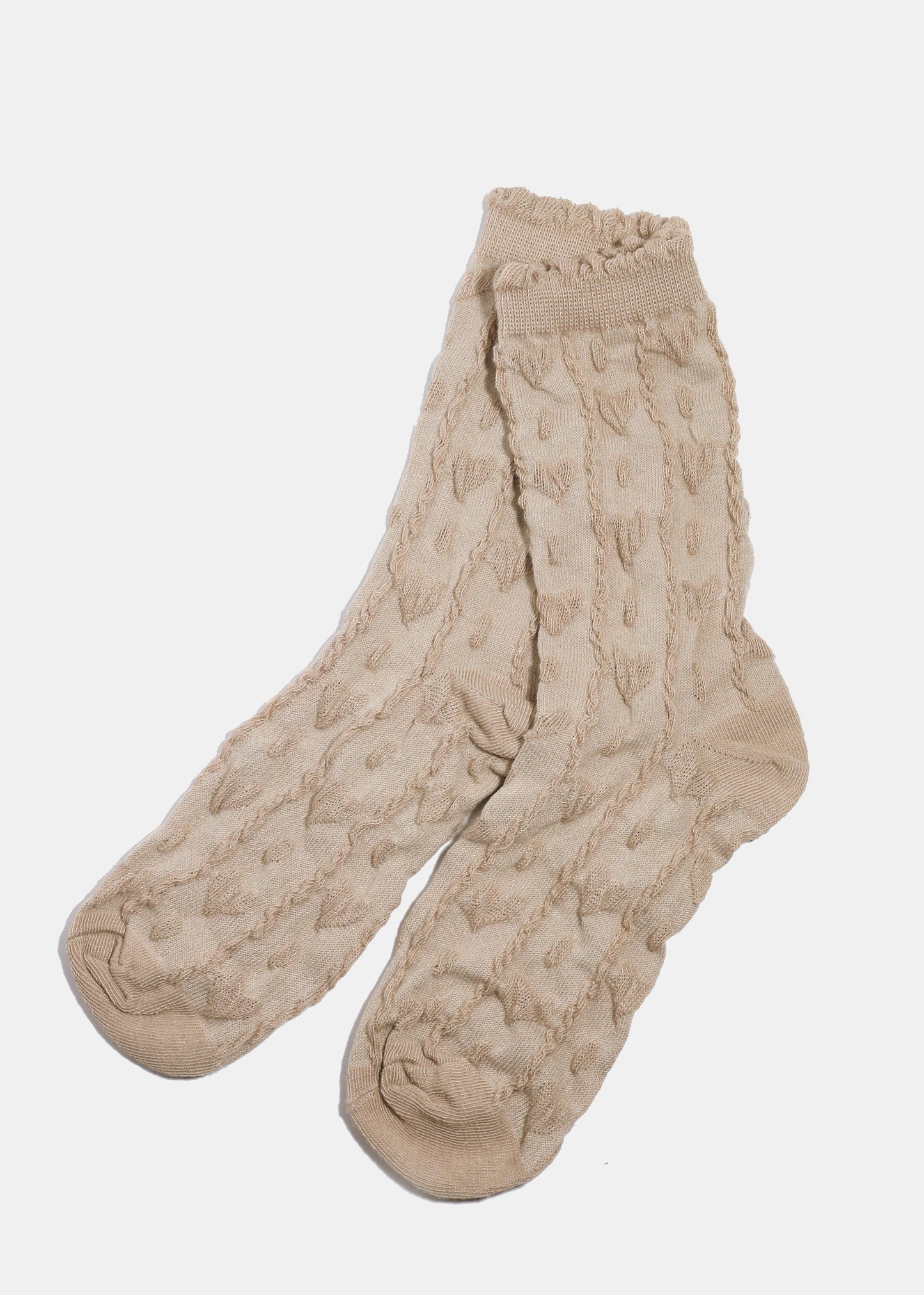 Miss A Knitted Heart Crew Length Premium Socks