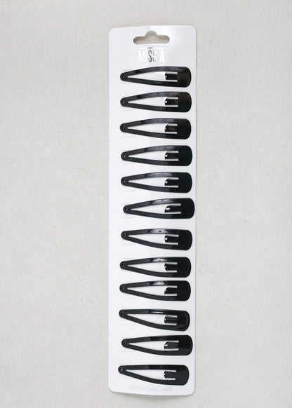12 PCS Black Snap Hair Clips