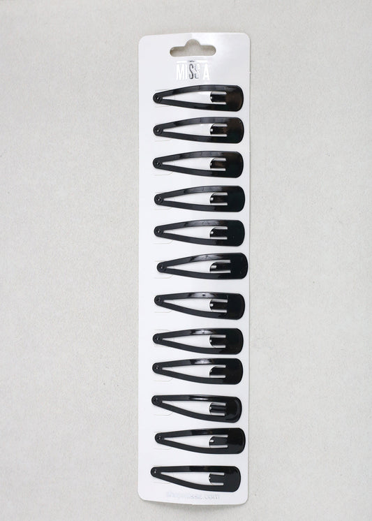 12 PCS Black Snap Hair Clips