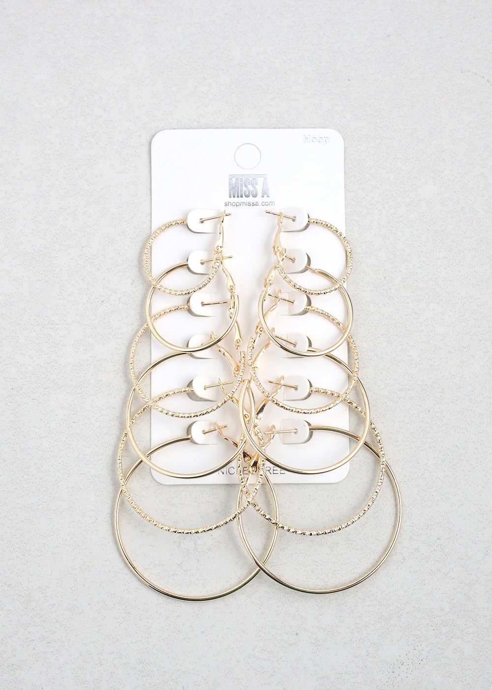 6 Pair Hoop Earring Set