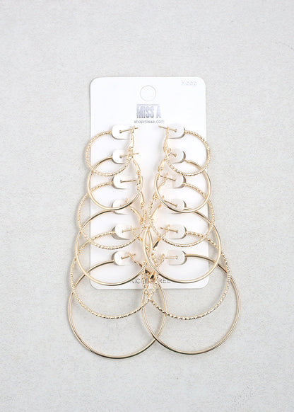 6 Pair Hoop Earring Set