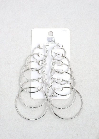 6 Pair Hoop Earring Set