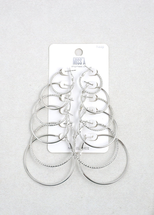 6 Pair Hoop Earring Set