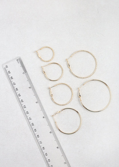 6 Pair Hoop Earring Set