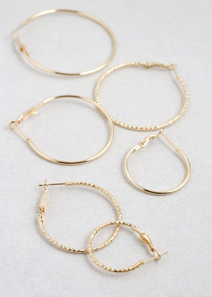 6 Pair Hoop Earring Set