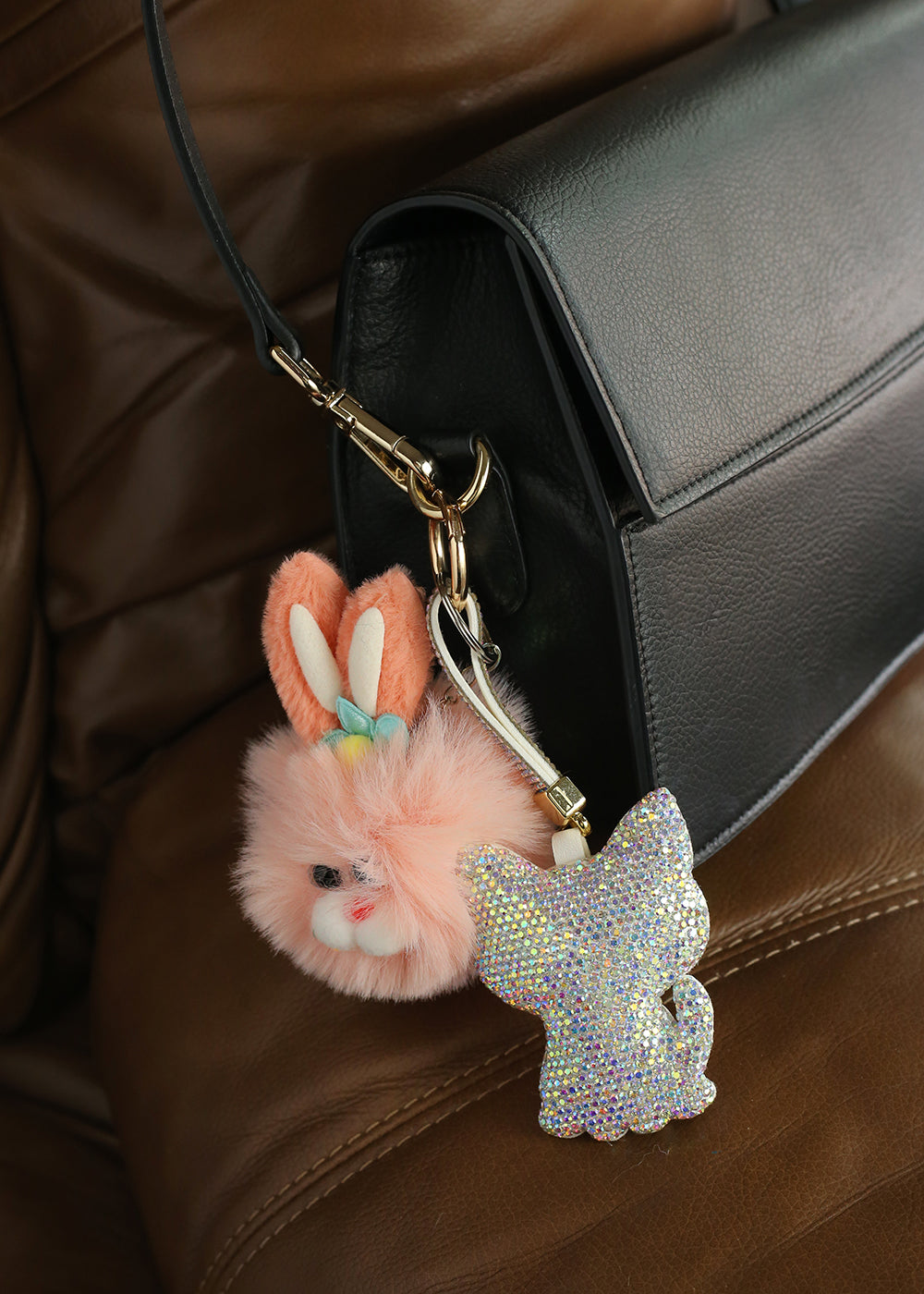 Blush Bunny Plush Keychain Bag Charm