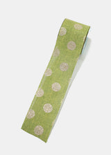 Green burlap w/ Rose gold dots