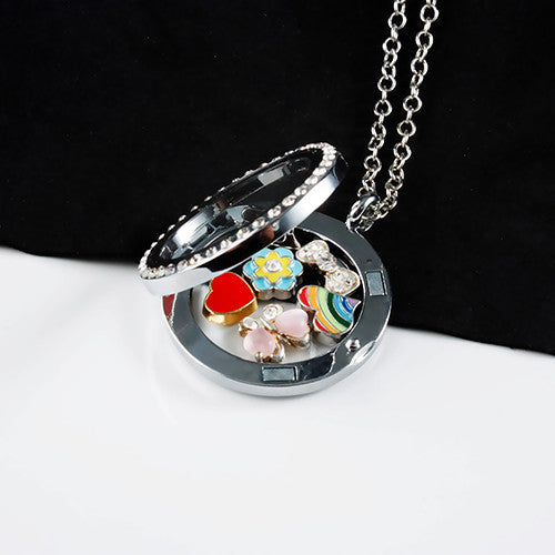 Heart Rhinestone Locket Charm