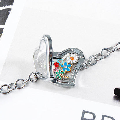 Silver X Initial With Rhinestones Locket Charm