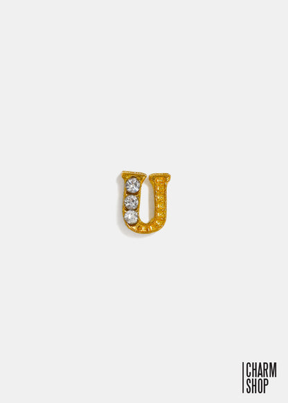 Gold Letter U Locket Charm