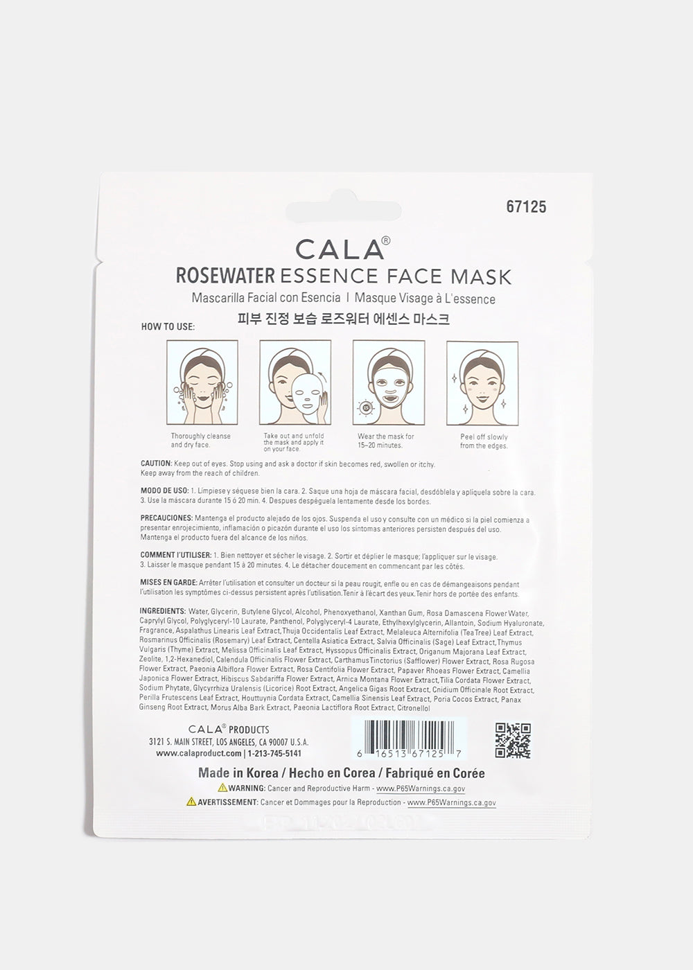 CALA Rosewater Essence Face Mask - 1 Sheet