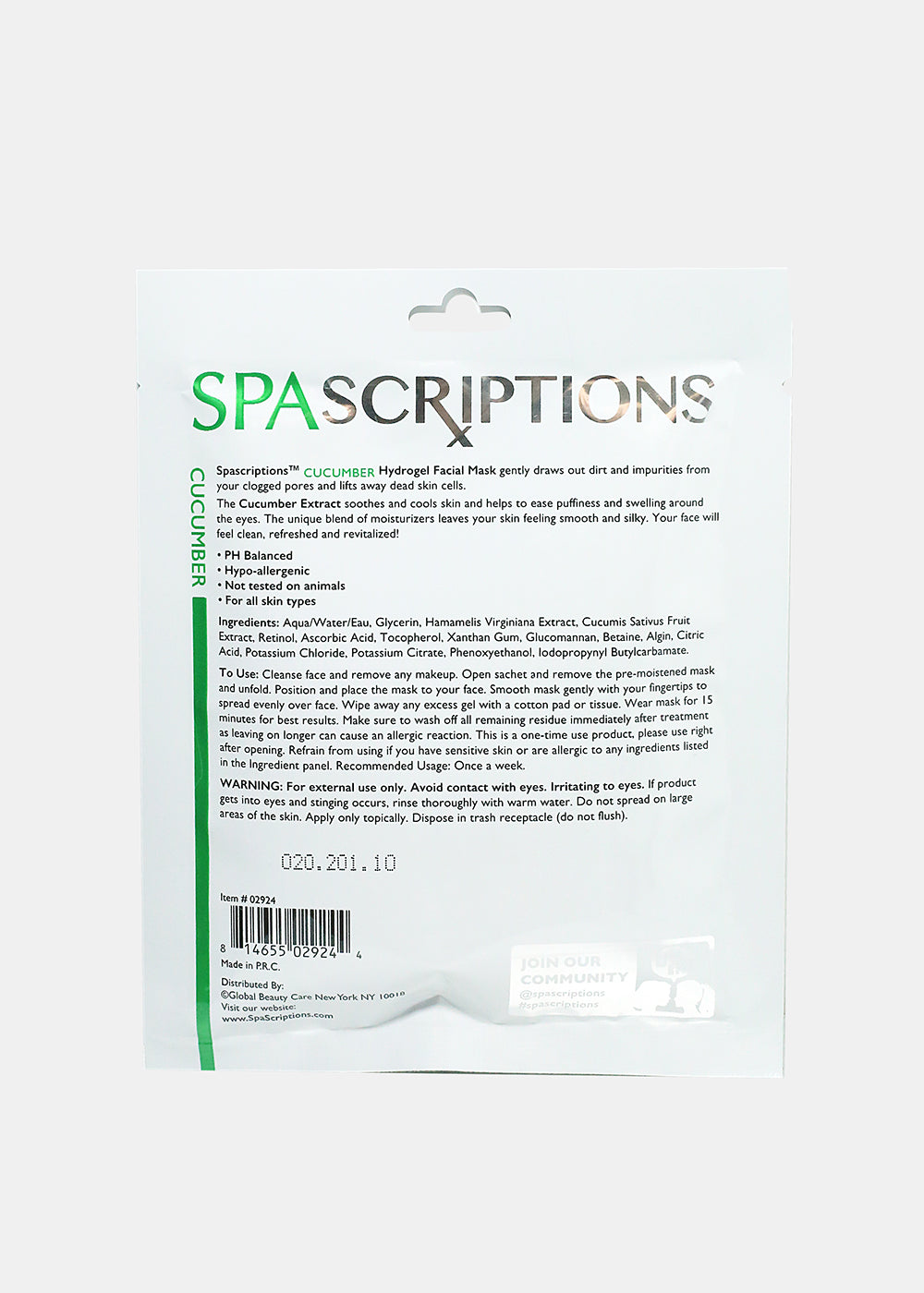 Cucumber Hydrogel Mask