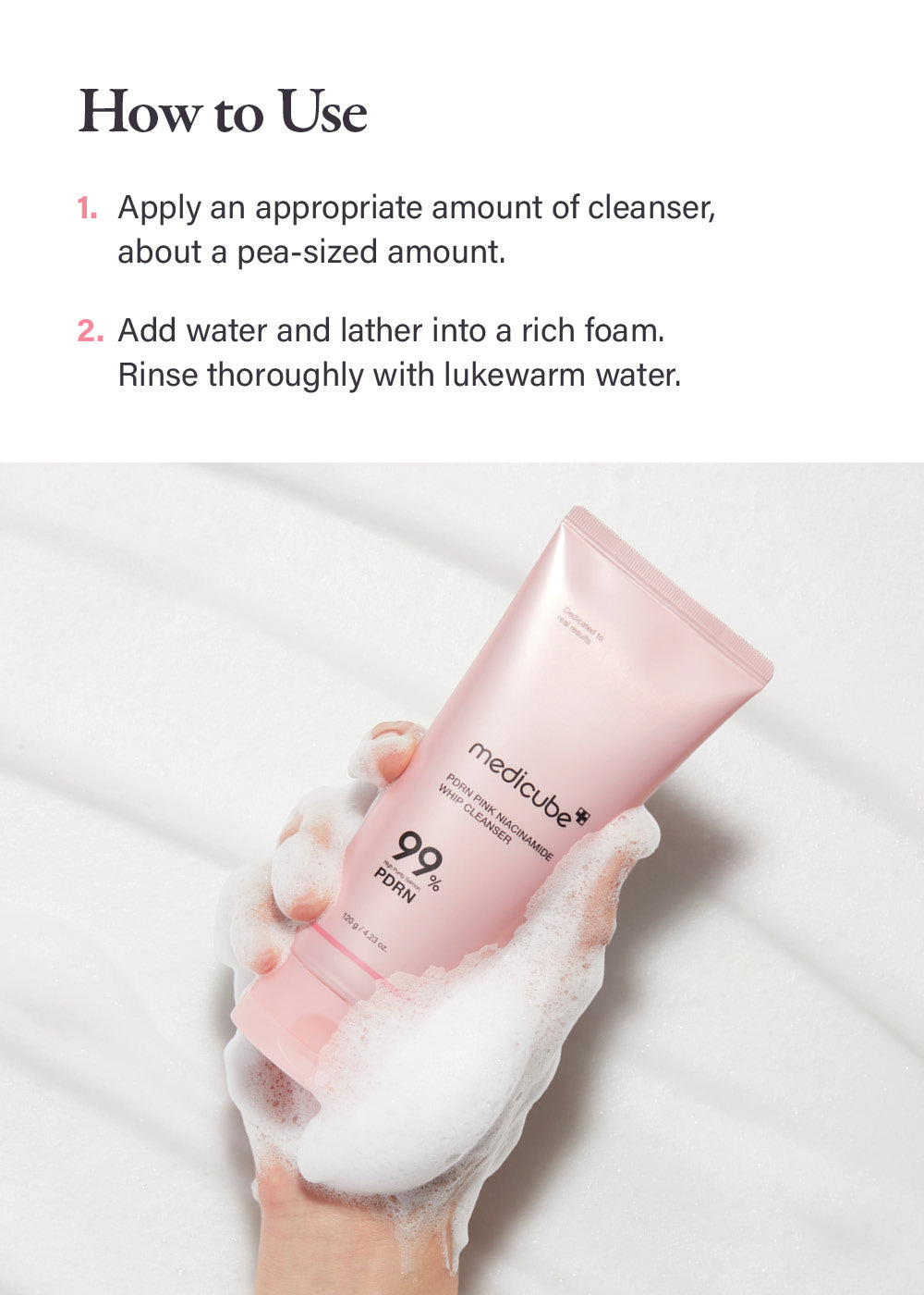 medicube PDRN Pink Niacinamide Whip Cleanser 120g